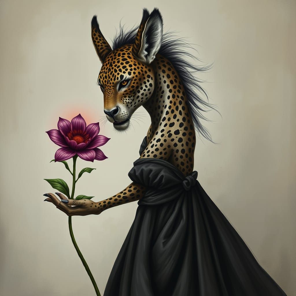 A beast with the face of a leopard, the ears of a donkey, an...