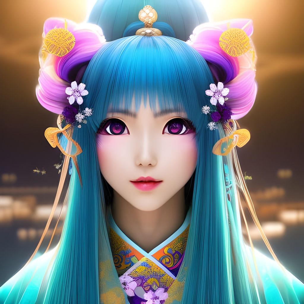 Anime Yokai Shrine Maiden in Snow Palace