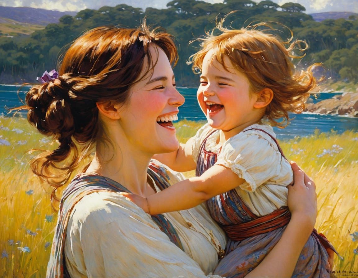 Mother and Child Share Joyful Moment