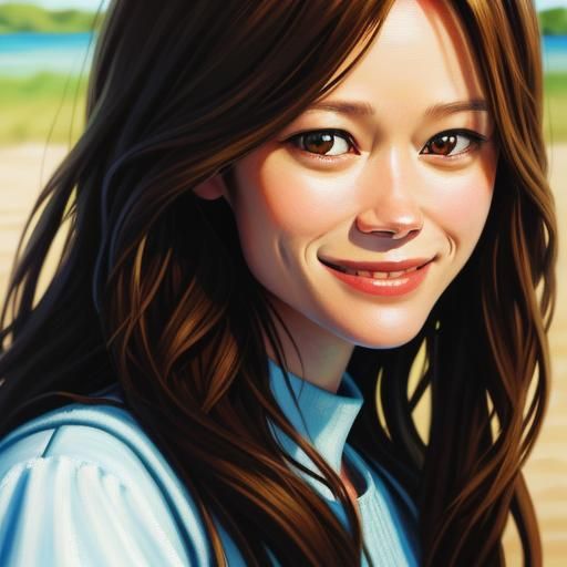 Photorealistic Oil Portrait of a Smiling Woman