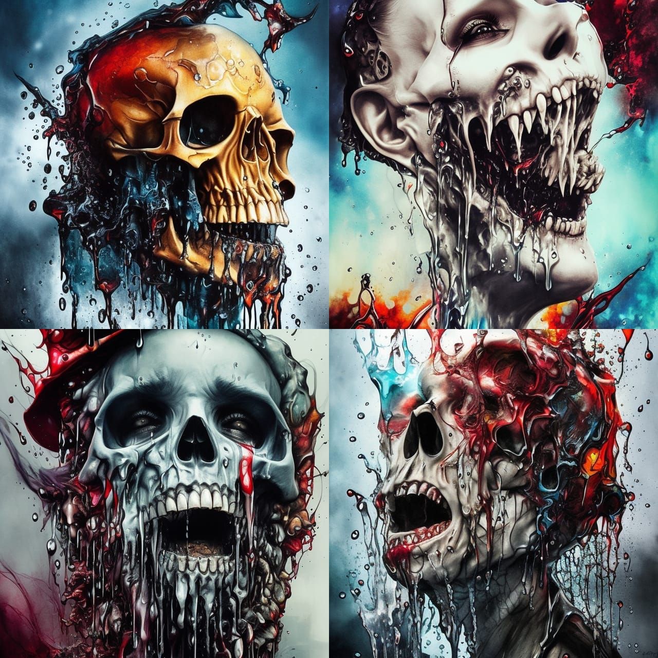 Giant Skull Waterfall in Macabre Style