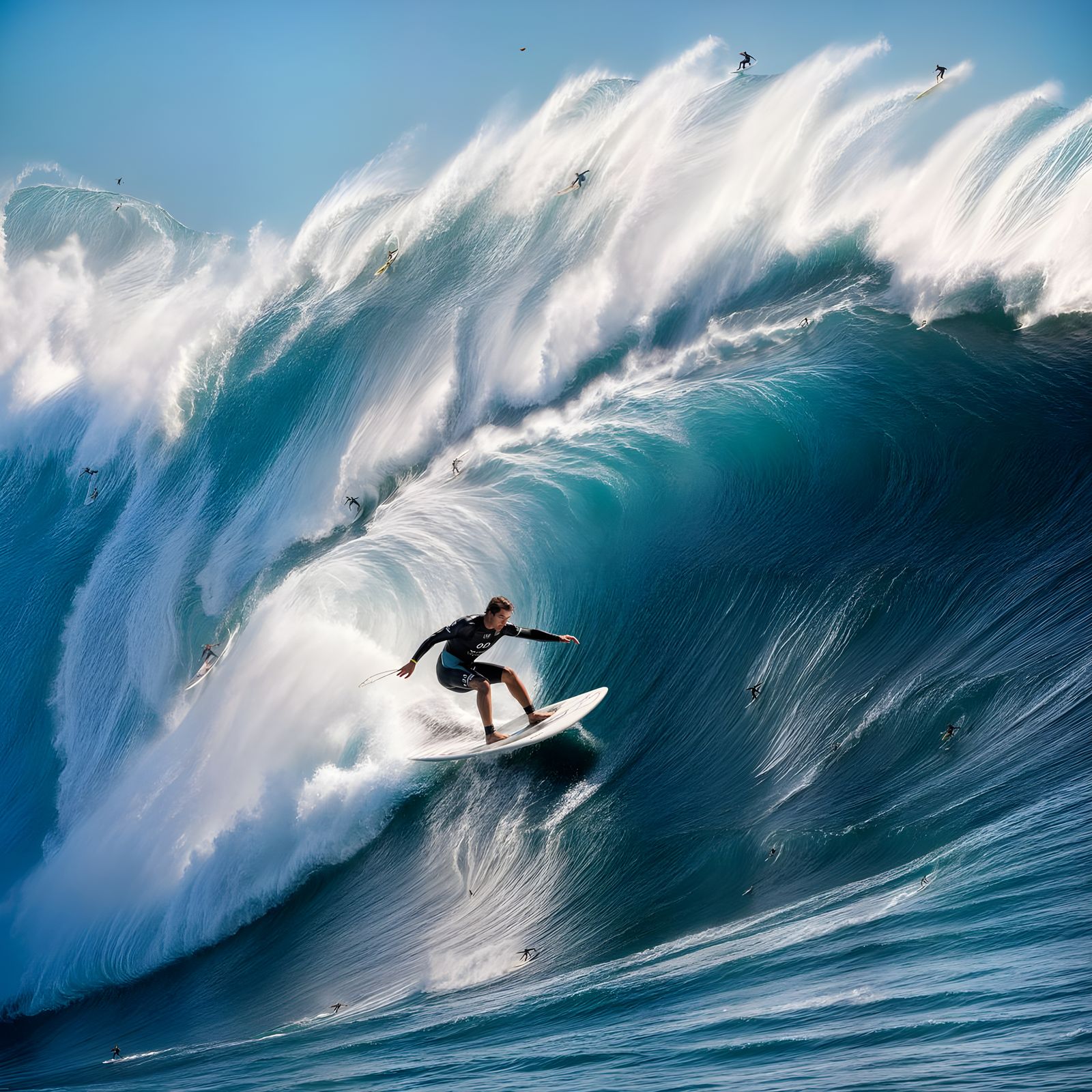 Surfer Riding a Towering Wave in Nazaré, Captured in Stunnin...
