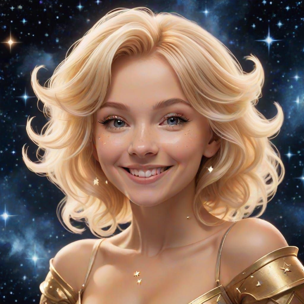 Sultry Blonde Goddess Shines Among Celestial Bodies
