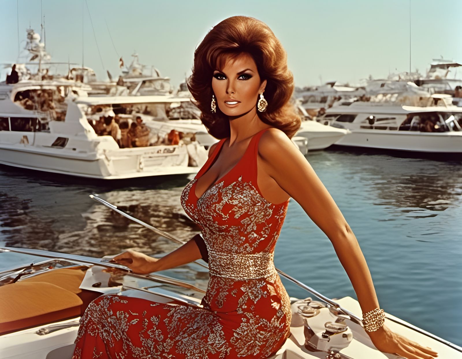 Raquel Welch at Marina Sunset, Art Deco Style