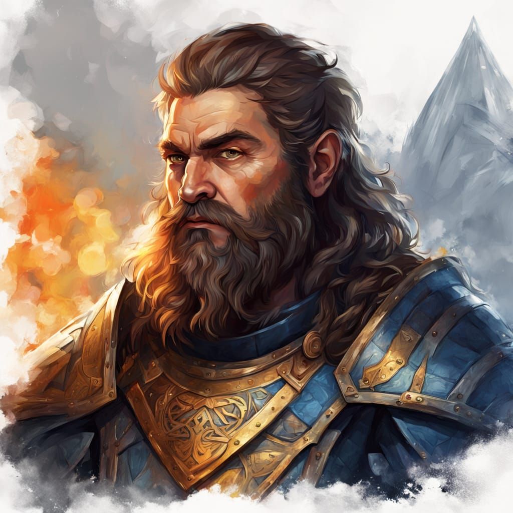 Dwarf Warrior Concept Art in Oil Painting Style