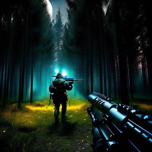 Hunter Shoots Werewolf in Dark Fantasy Illustration