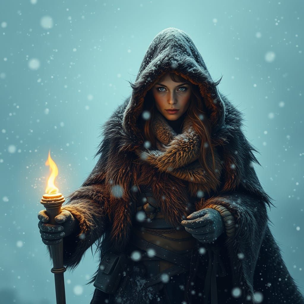 Cavewoman Lost in Frosty Wilderness