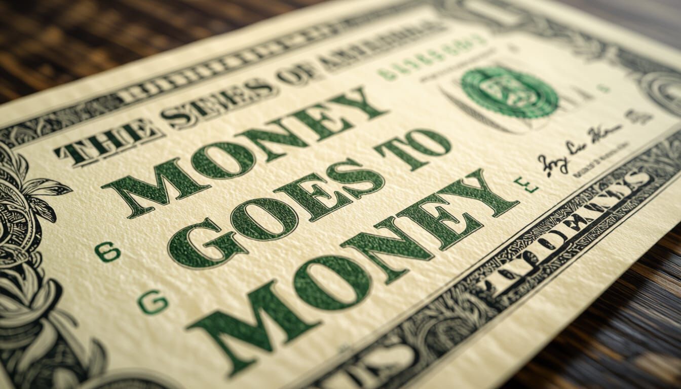 US Dollar Bill with "Money Goes to Money" Text