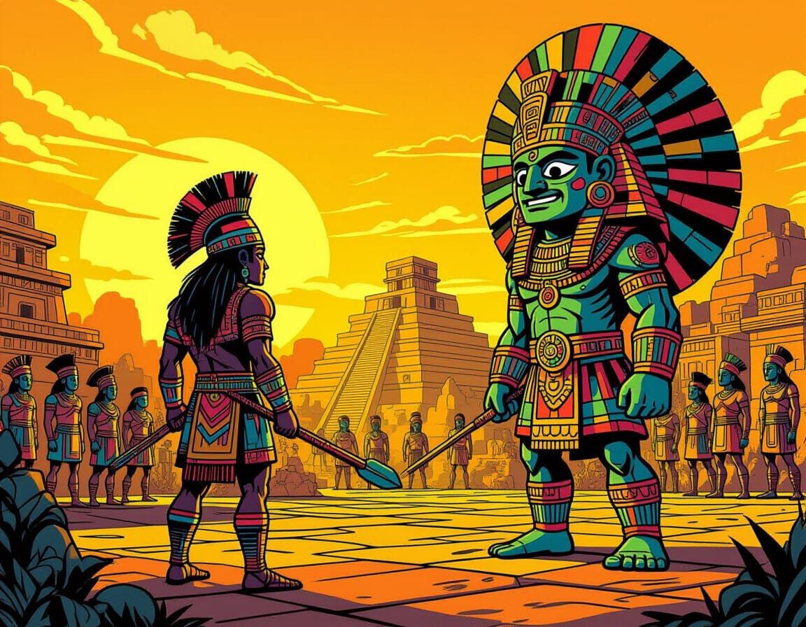 Mayan Celebration in Comic Book Style