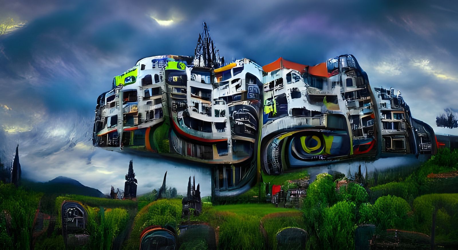 High-Tech Gothic Villain Lair: Digital Illustration