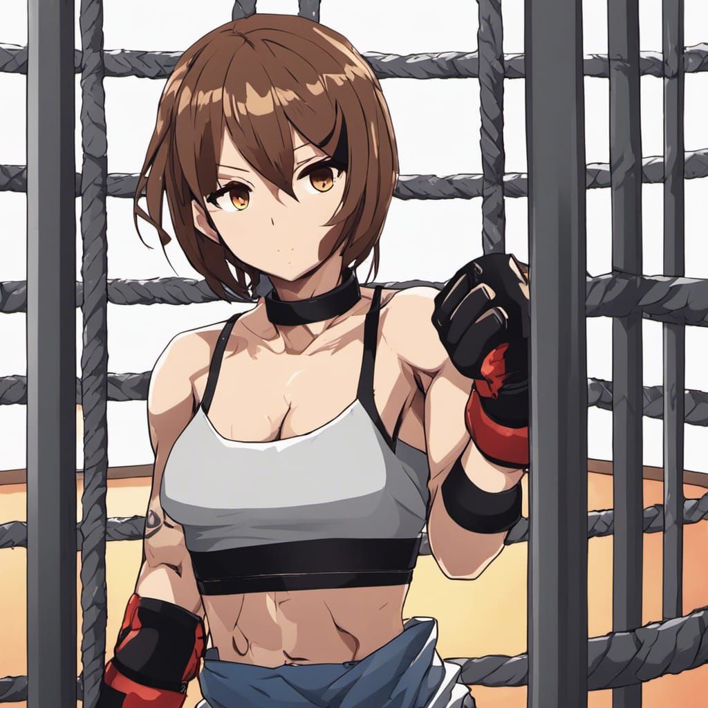 Anime Cage Fighter with Brown Hair