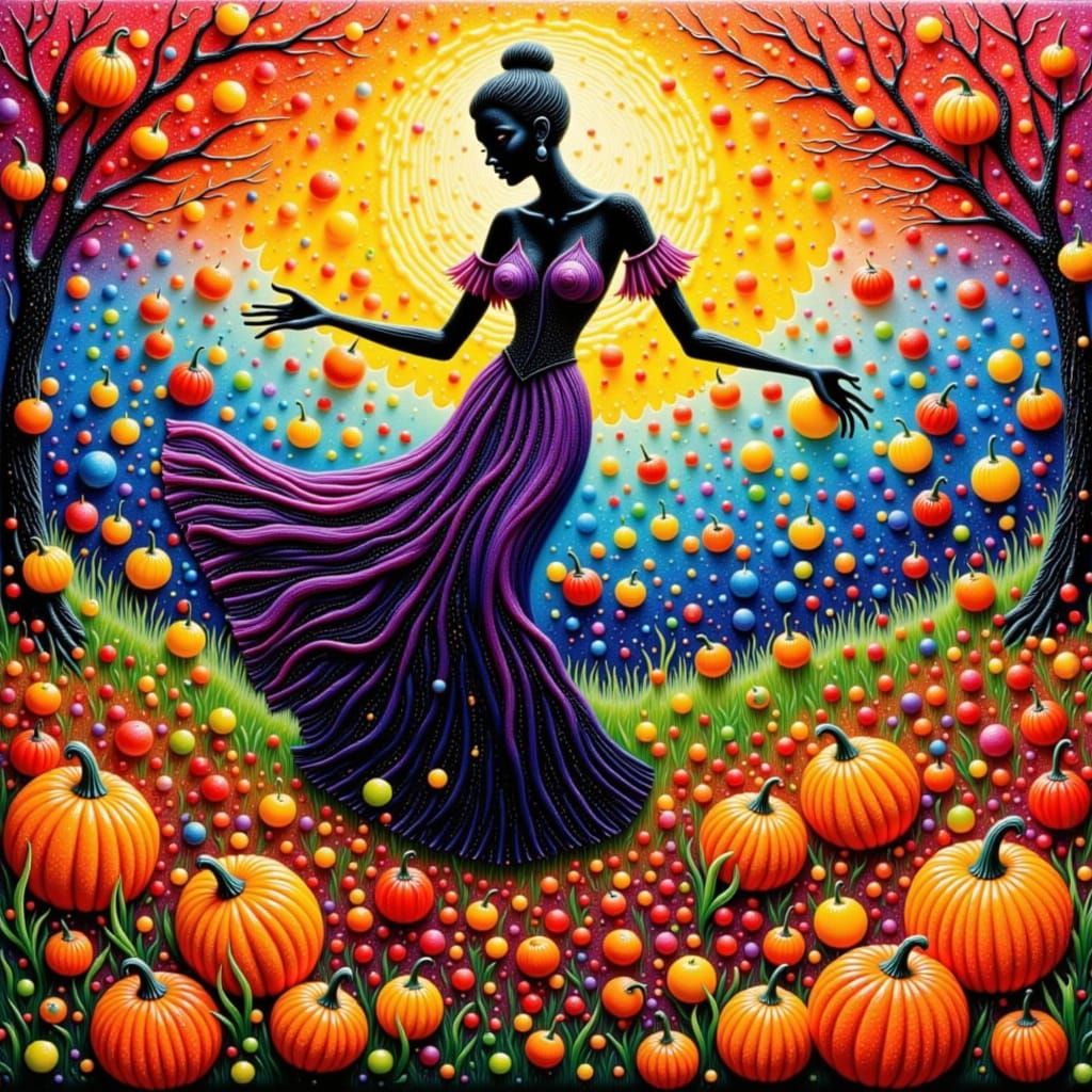 Autumn Halloween Rice Art Embroidery