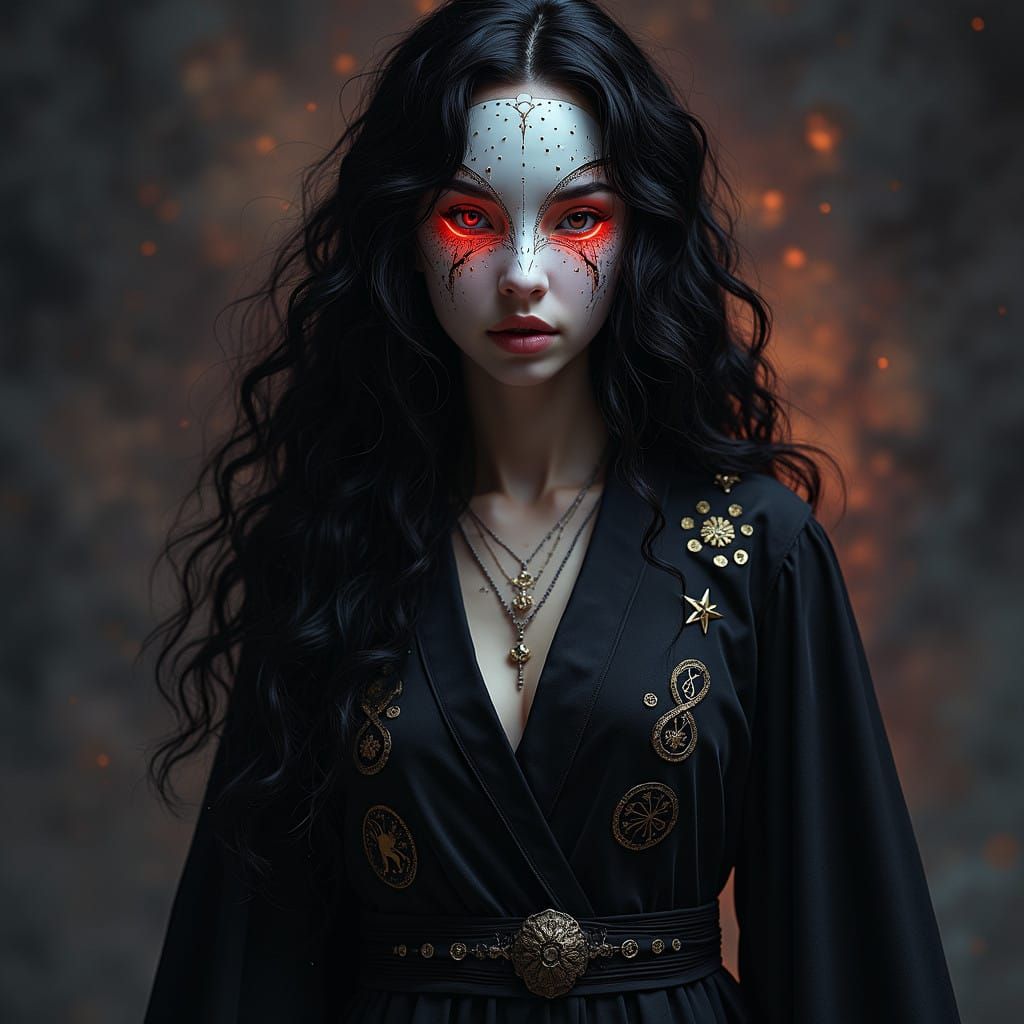 Ethereal Half-Elf Enchantress in Dark Fantasy Style
