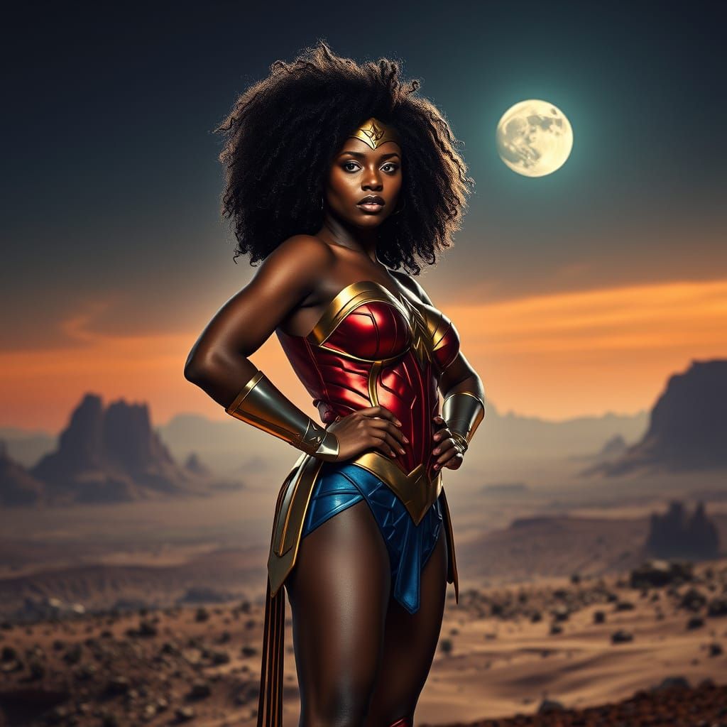 Strong Black African Woman Empowered in Cosmic Wonder Woman ...