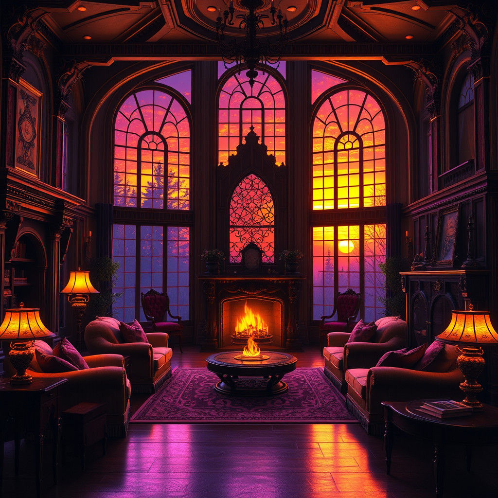 Mystical Mansion Living Room in Dark Fantasy Style