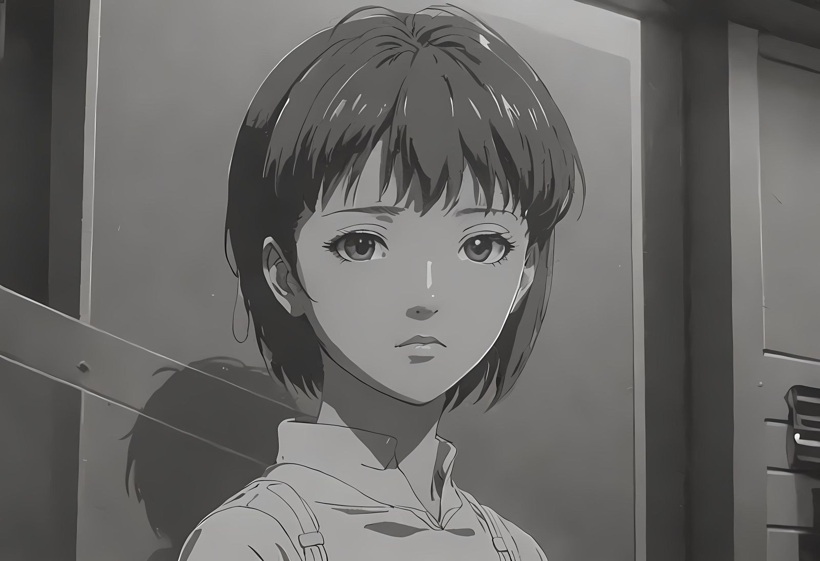 Retro Anime Lain Iwakura in Vaporwave Style