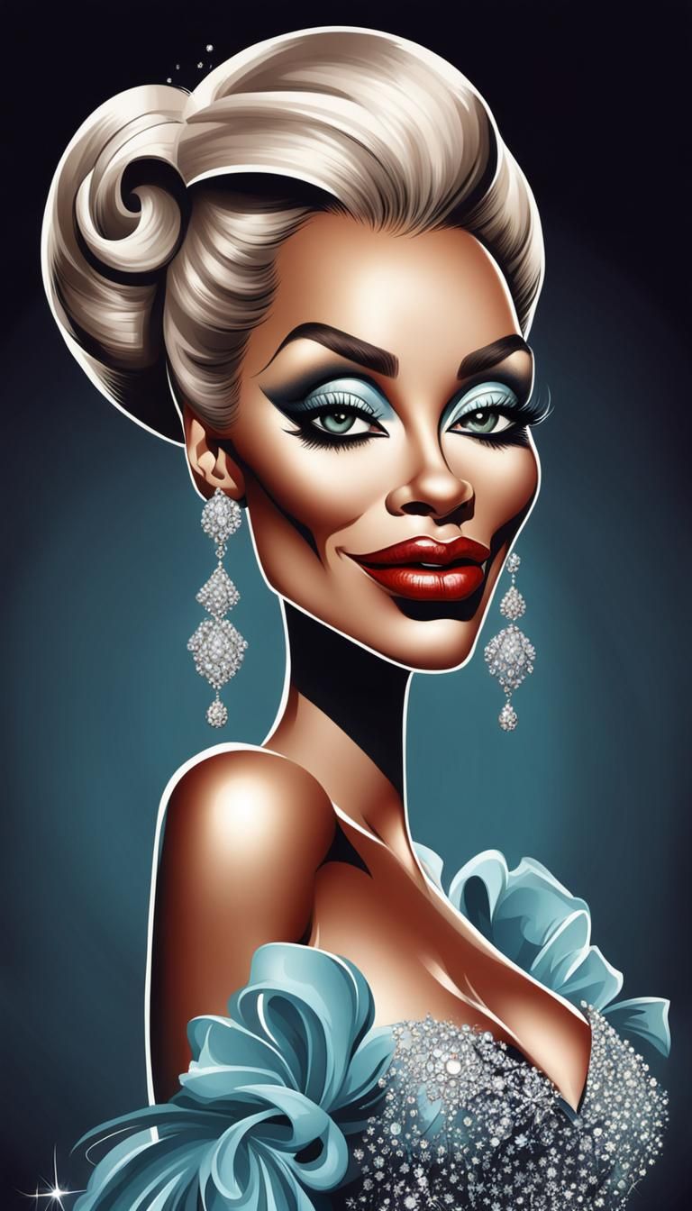 Hollywood Diva Caricature Portrait