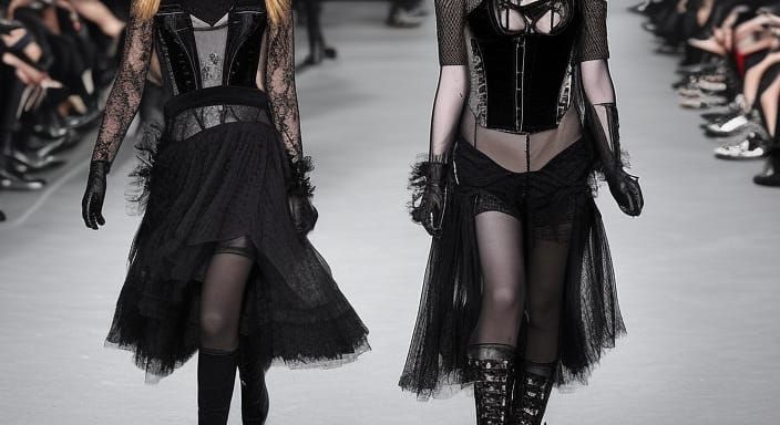 Dramatic Goth Girl Portrait in Maximalist Style