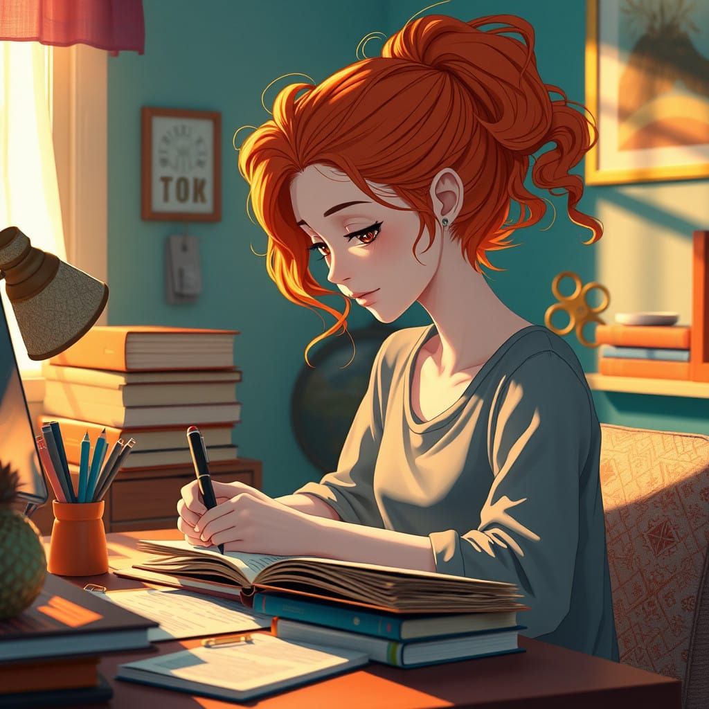 Whimsical Anime Study Session in Vibrant Hues