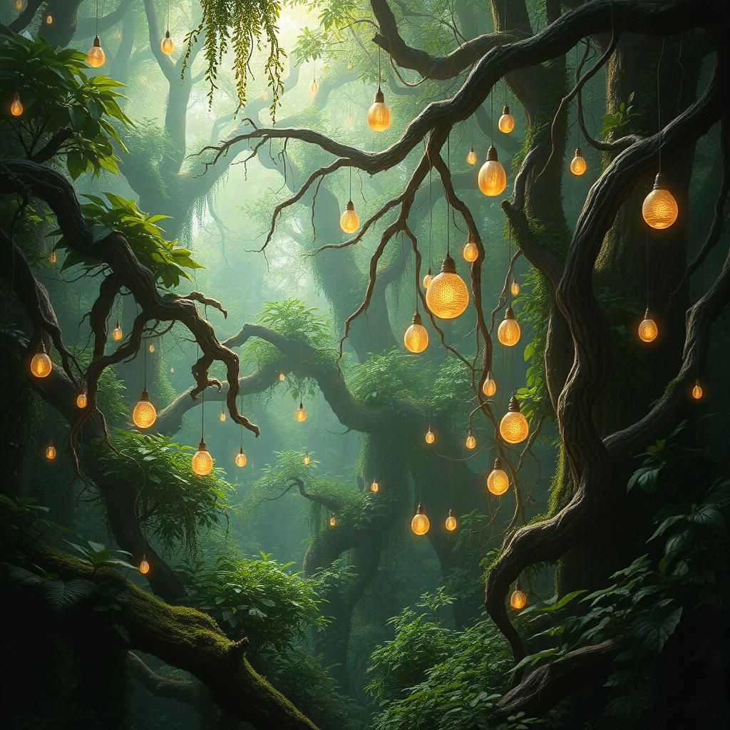 Ethereal Forest of Life in Dreamlike Mystical Style