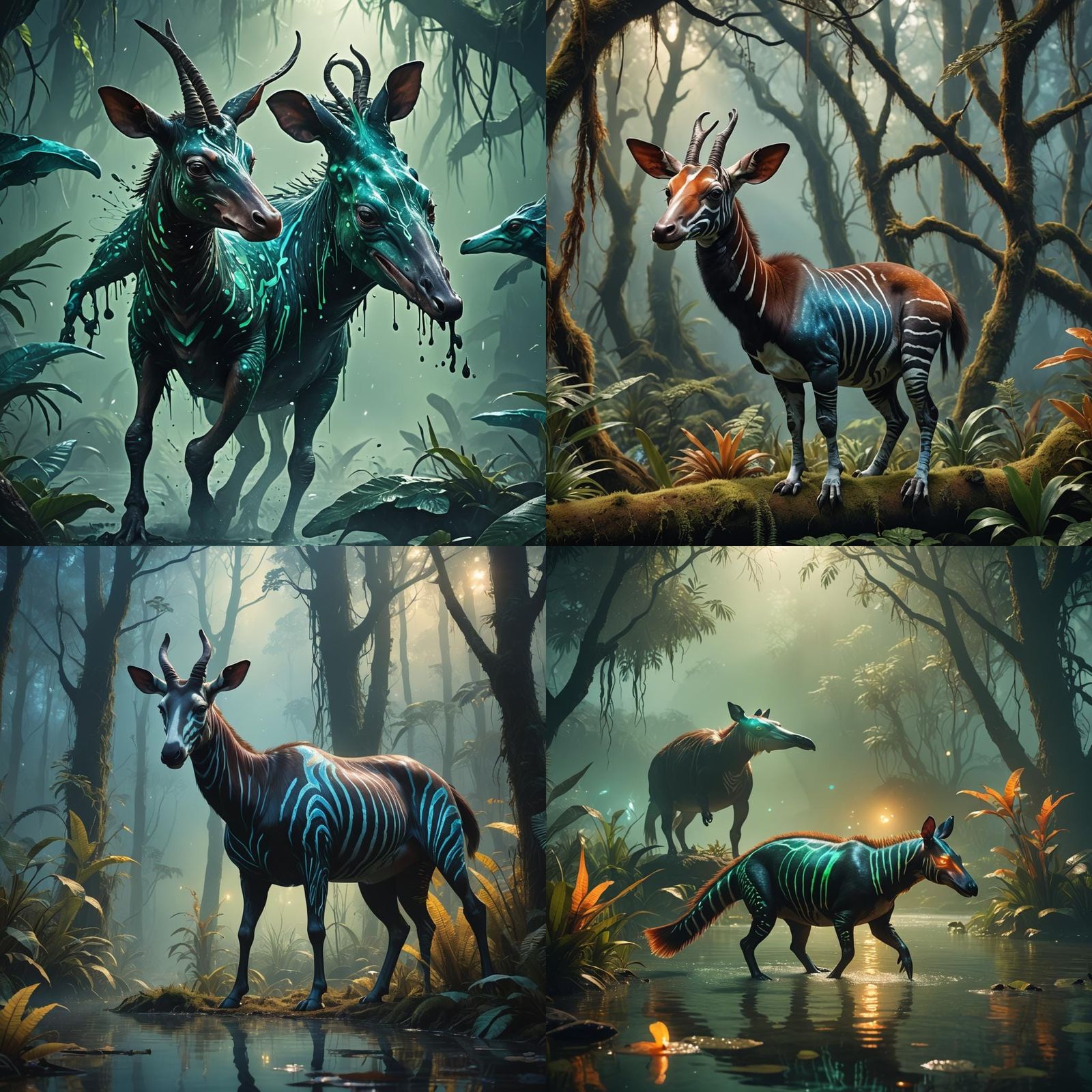 Okapi and Platypus Hybrid in Detailed Matte Painting