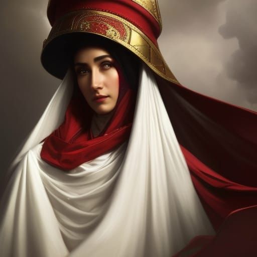 Ottoman Empire Female Soldier Portrait in Hyperdetailed Styl...