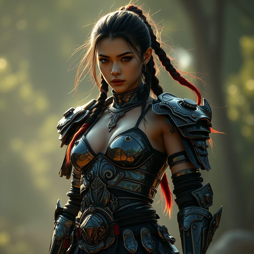 Cybernetic Samurai in Film Noir Style