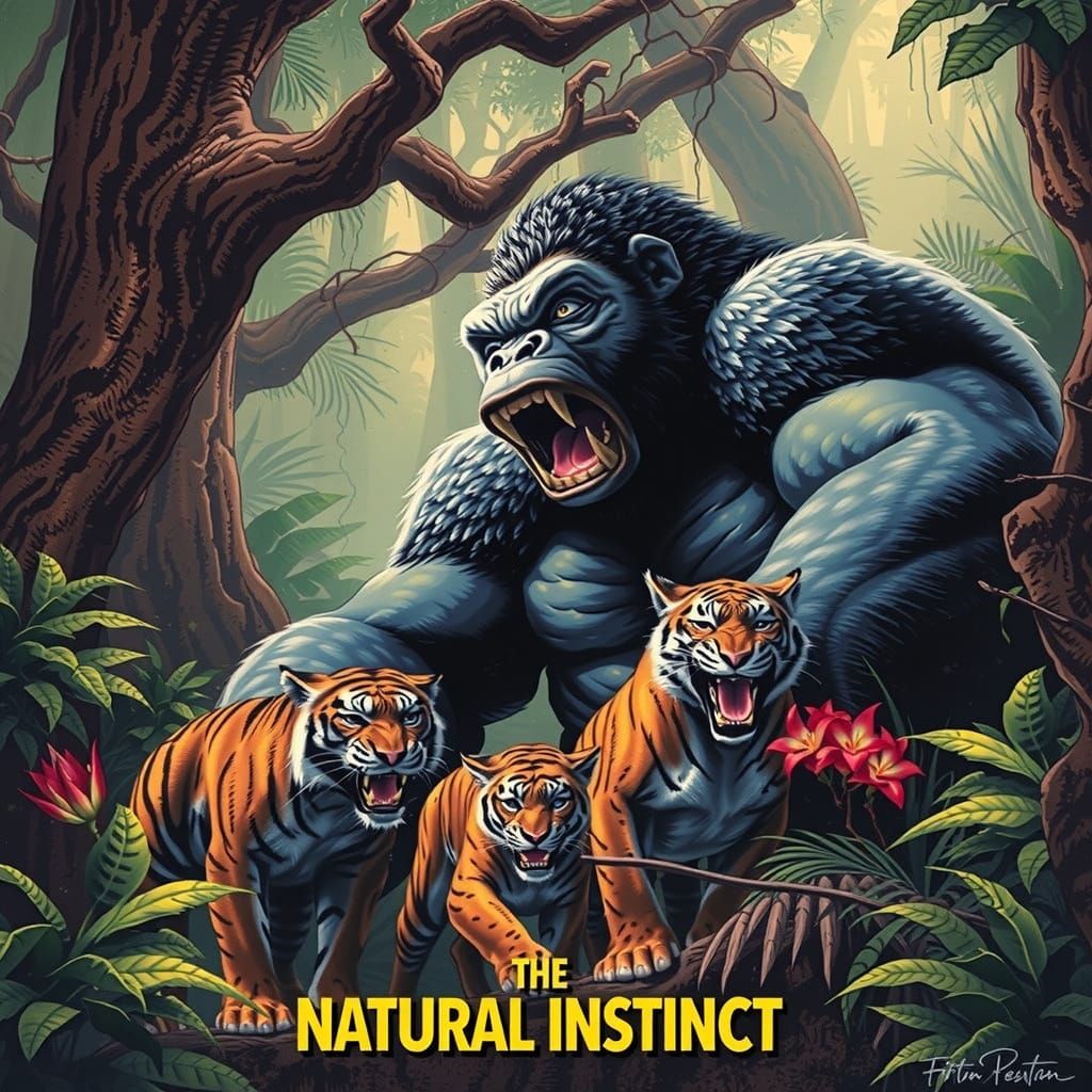 King Kong in Jungle with Tiger and Puma