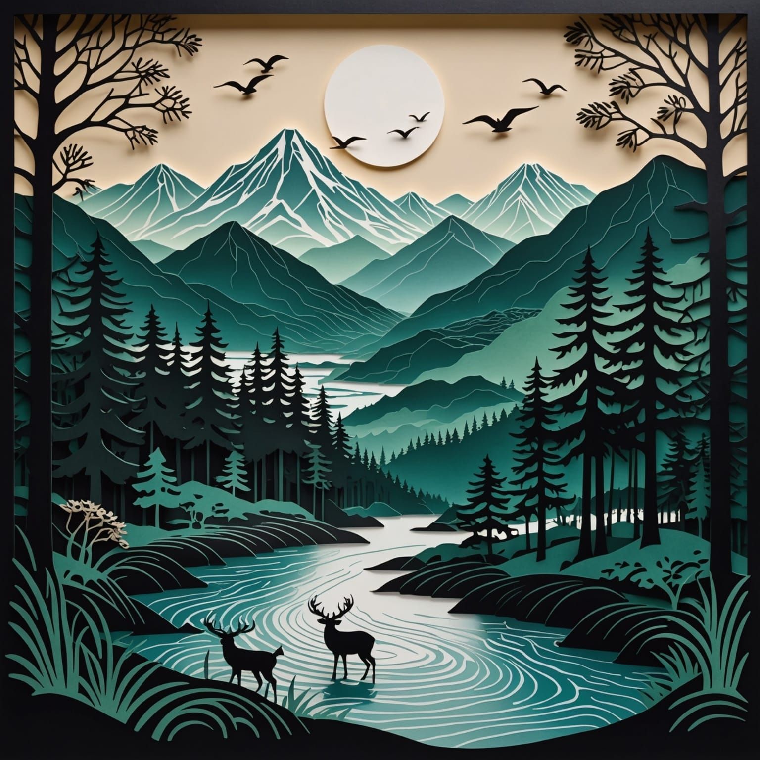 Paper-Cut Landscapes: Mountains, Oceans, and Forests