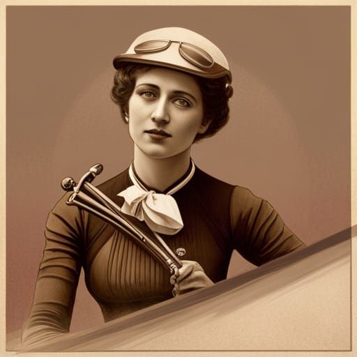 1900s lady cyclist, old photogtaphy, sepia head and shoulder...