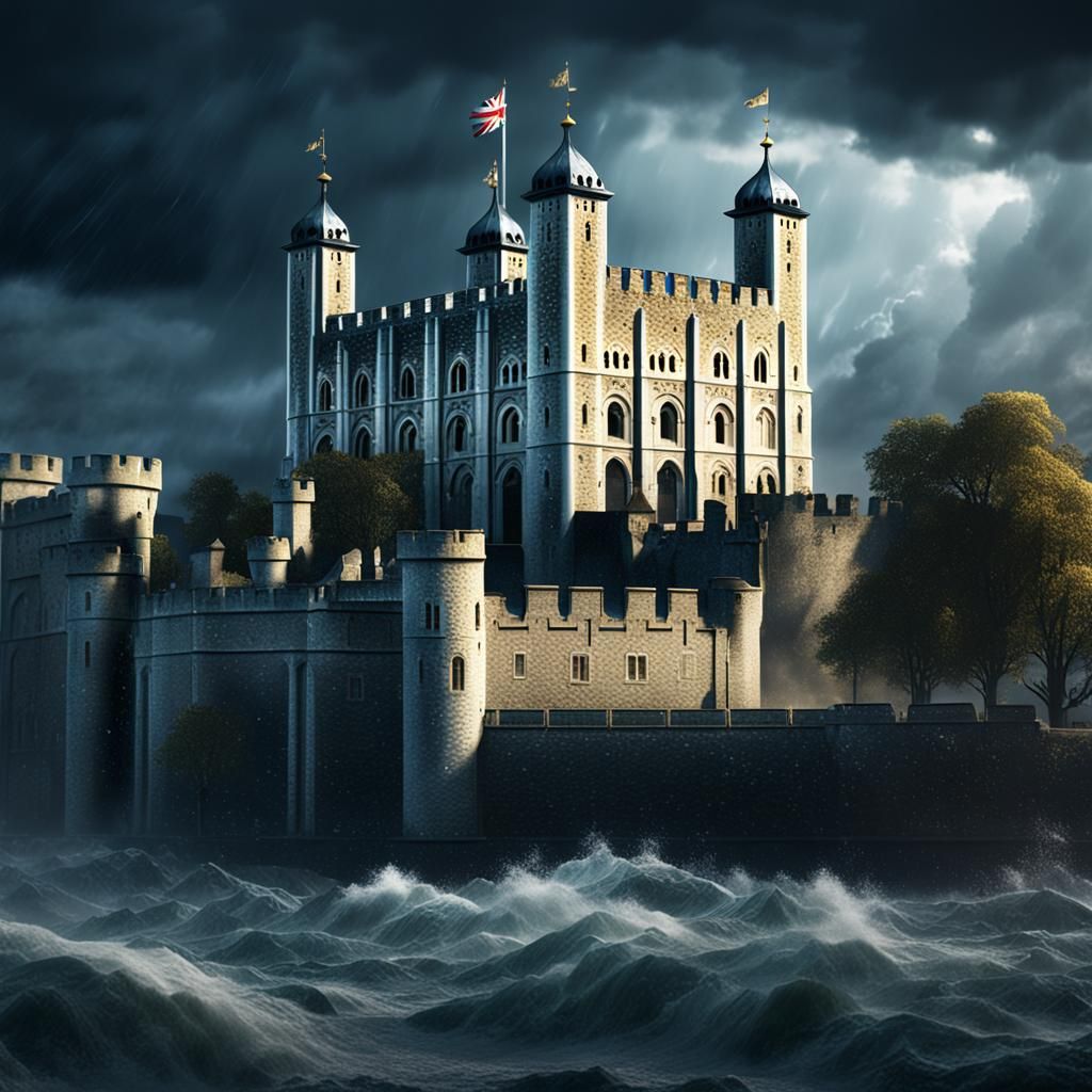 Tower of London in Stormy Fantasy Art