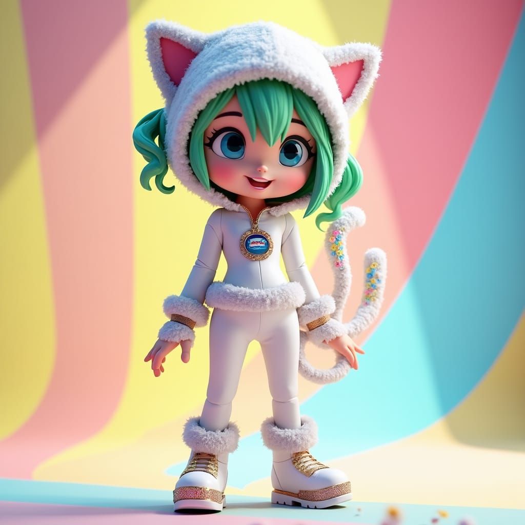 Kitty-N: Feline Dancer in Pixar-Style 3D Digital Art