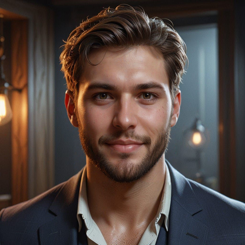 Masculine Portrait with Dynamic Lighting, Trending Artstatio...