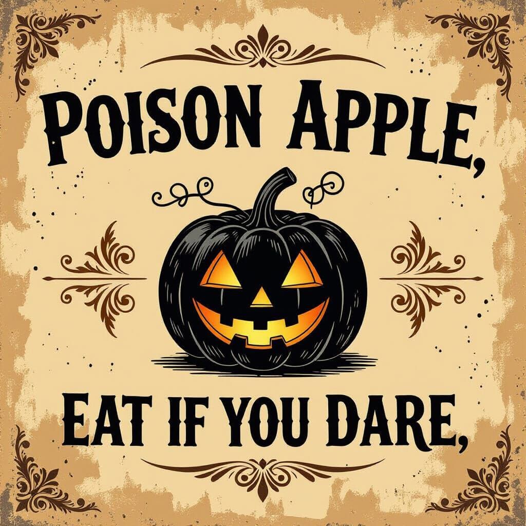 Vintage Poison Apple Halloween Label Art