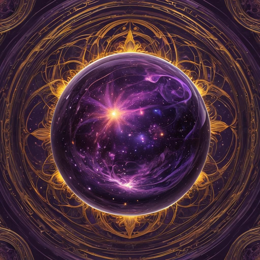 Mysterious Universe in Glass Sphere, Dark Fantasy Art
