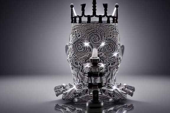 Futuristic Biomechanical Chess Queen with LED Reflections