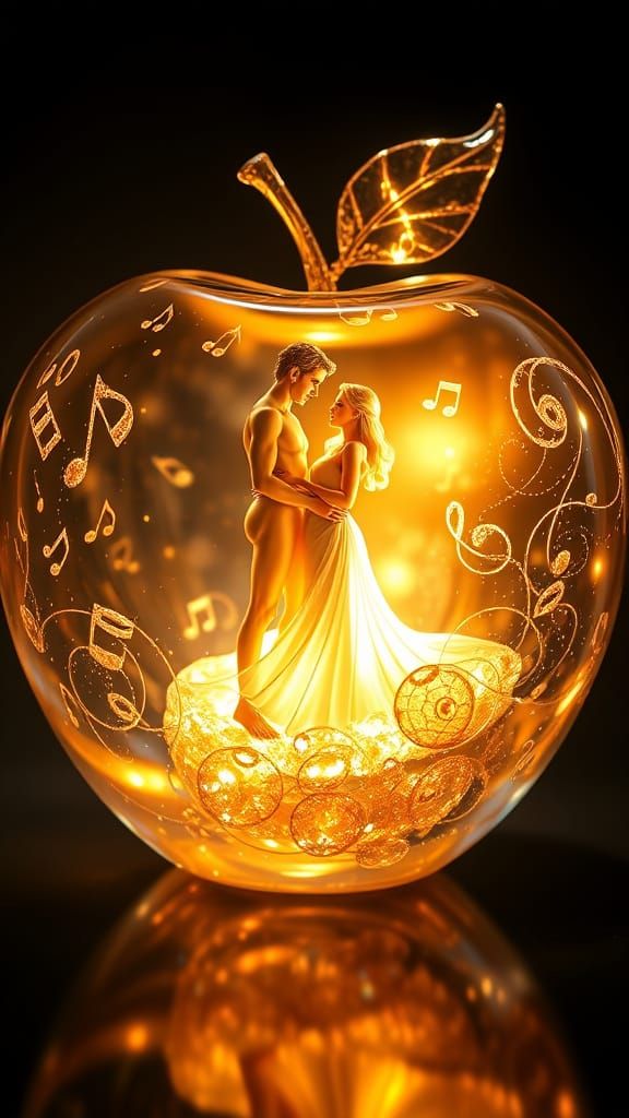 Ethereal Crystal Apple in Dreamlike Hyper-Realism