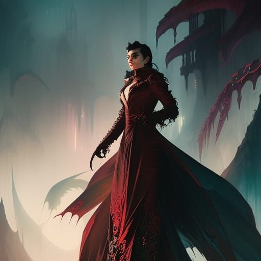 Handsome Vampire Portrait in Art Nouveau Style