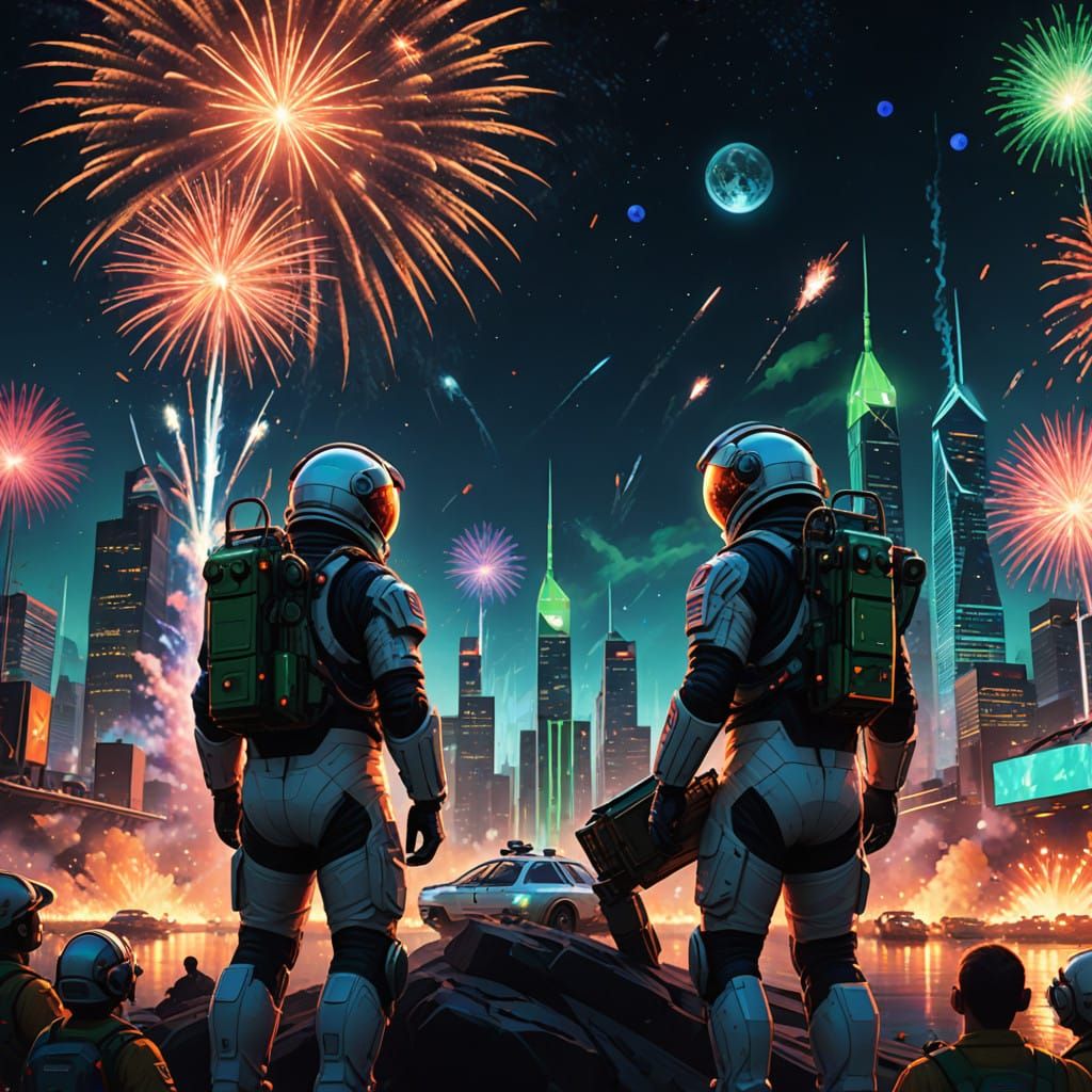 Cosmic Fireworks Celebration on Earth