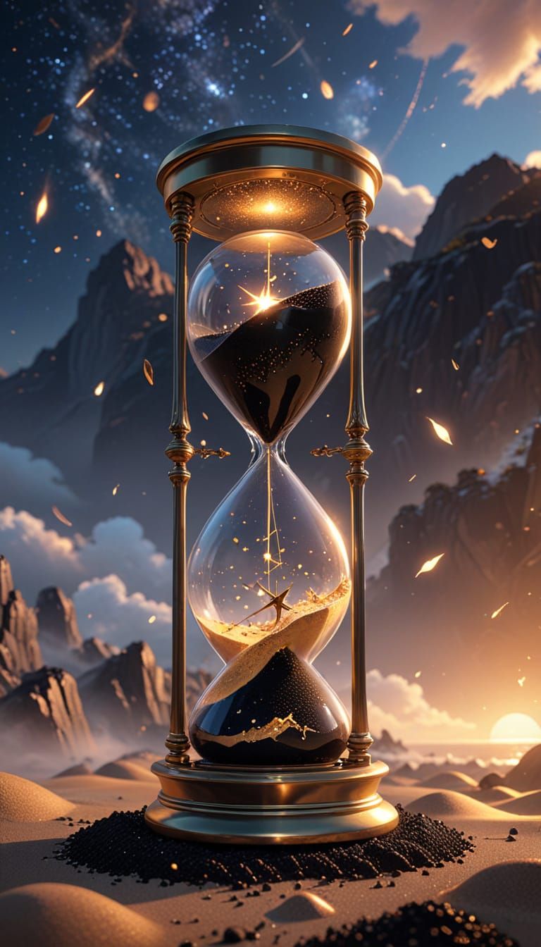 Ethereal Hourglass of Starlight in Cosmic Night