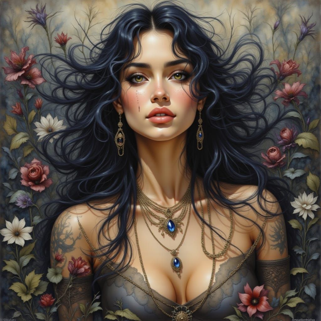 Beautiful Woman Portrait in Fantasy Style