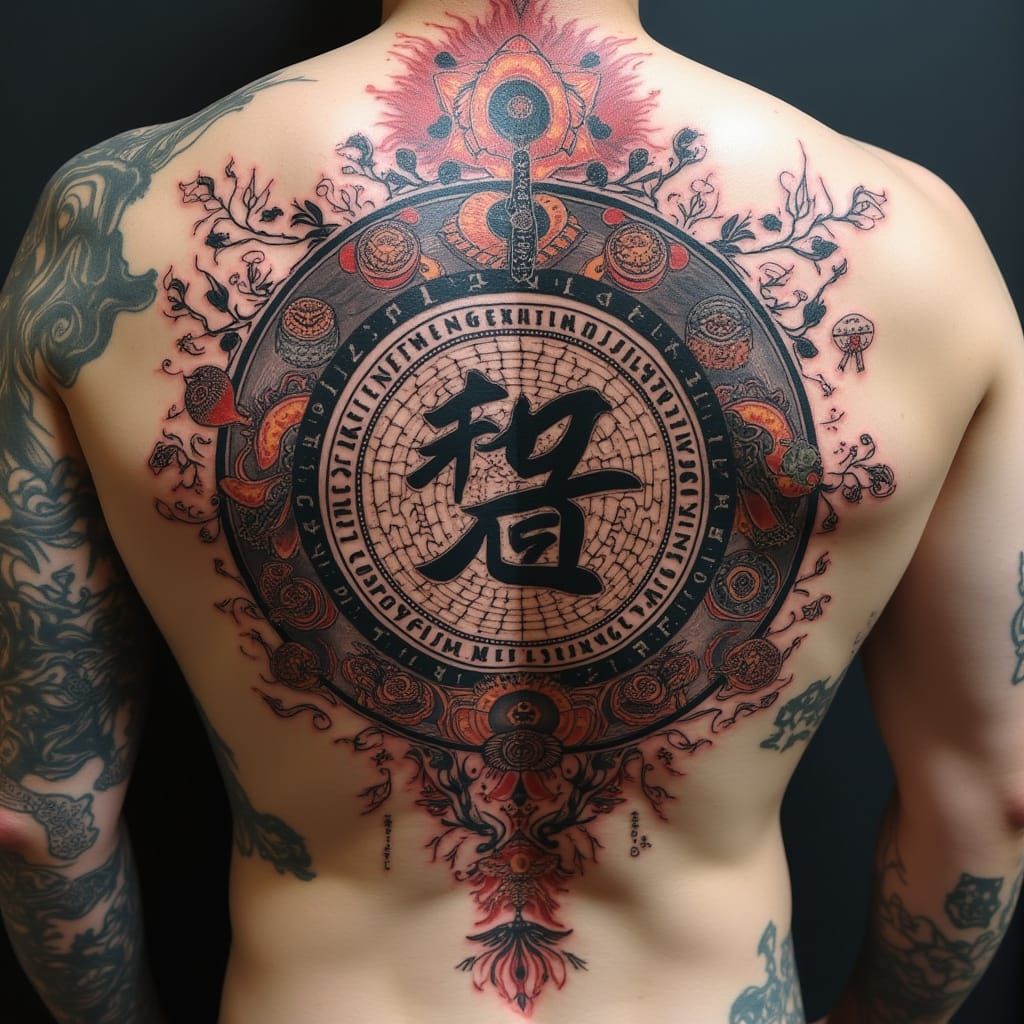 Jujutsu Kaisen Inspired Tattoo Design with Ancient Seal