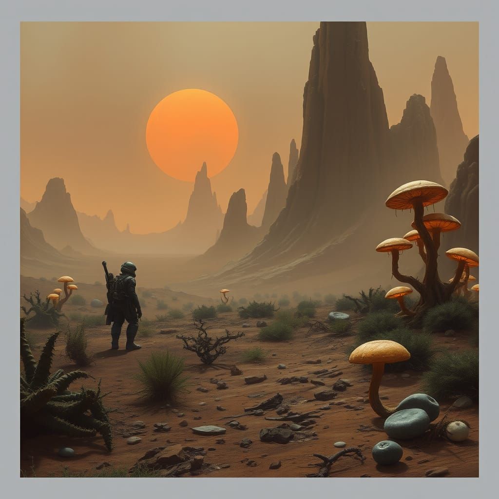 Barren Planet Landscape in Cyberpunk Style