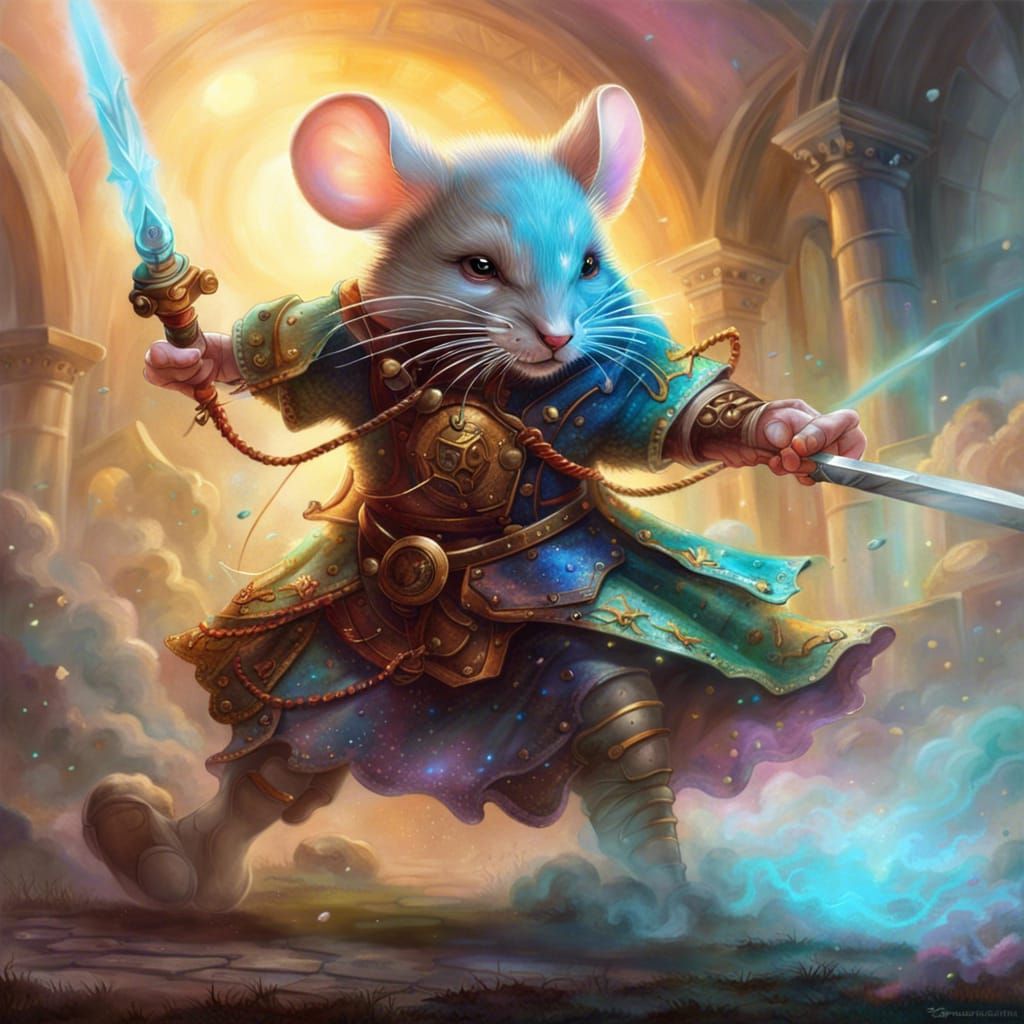 Steampunk Mouse Warrior Princess in Battle