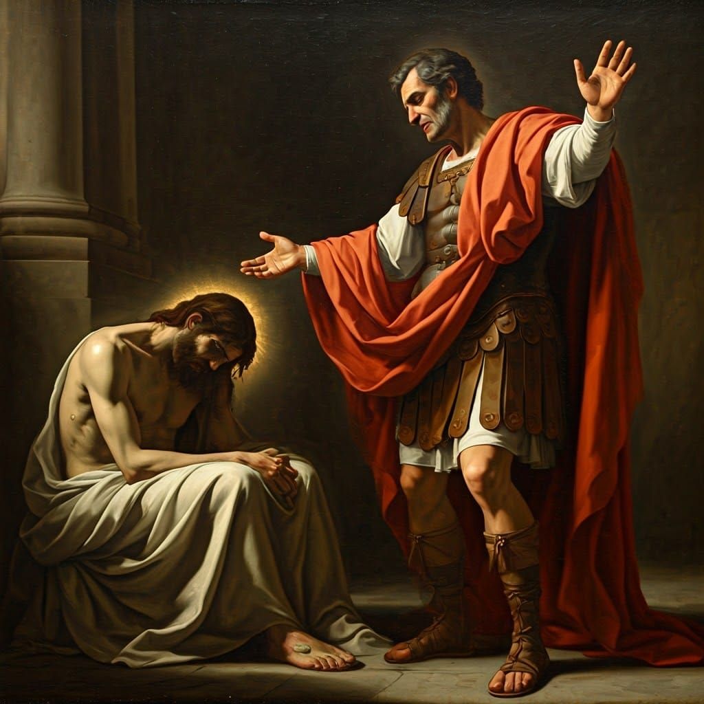 Jesus Before Pontius Pilate in Haunting High Renaissance Sty...