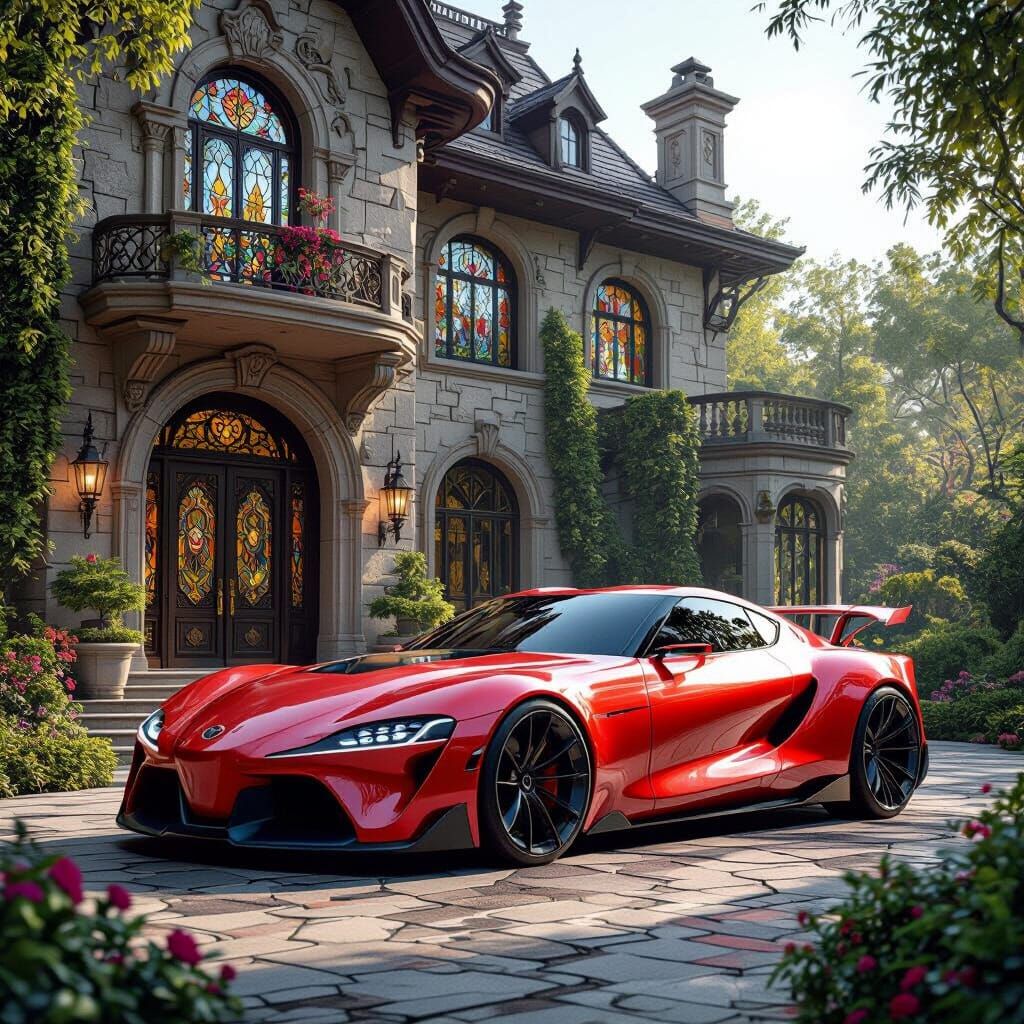 Toyota FT-1 Concept Car in Detailed Matte Painting Style