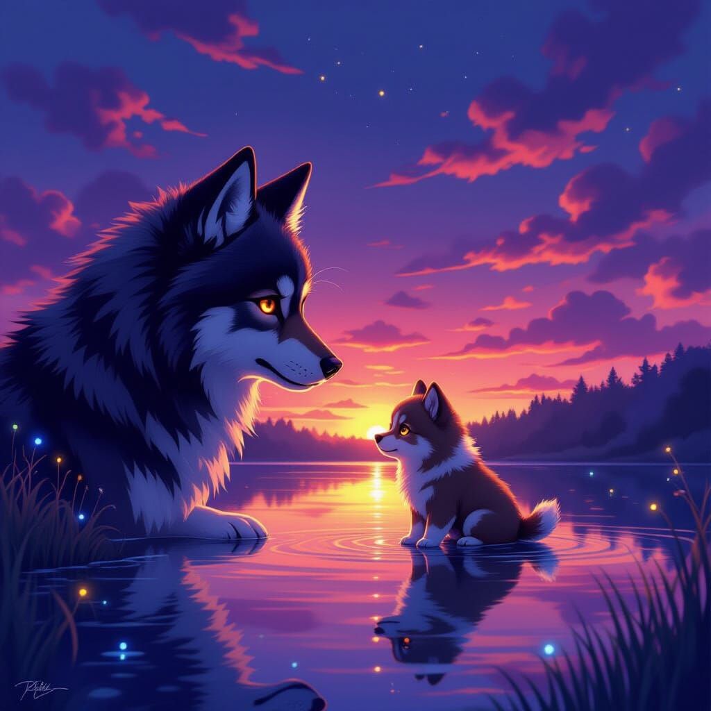 Puppy's Reflection Becomes a Majestic Wolf