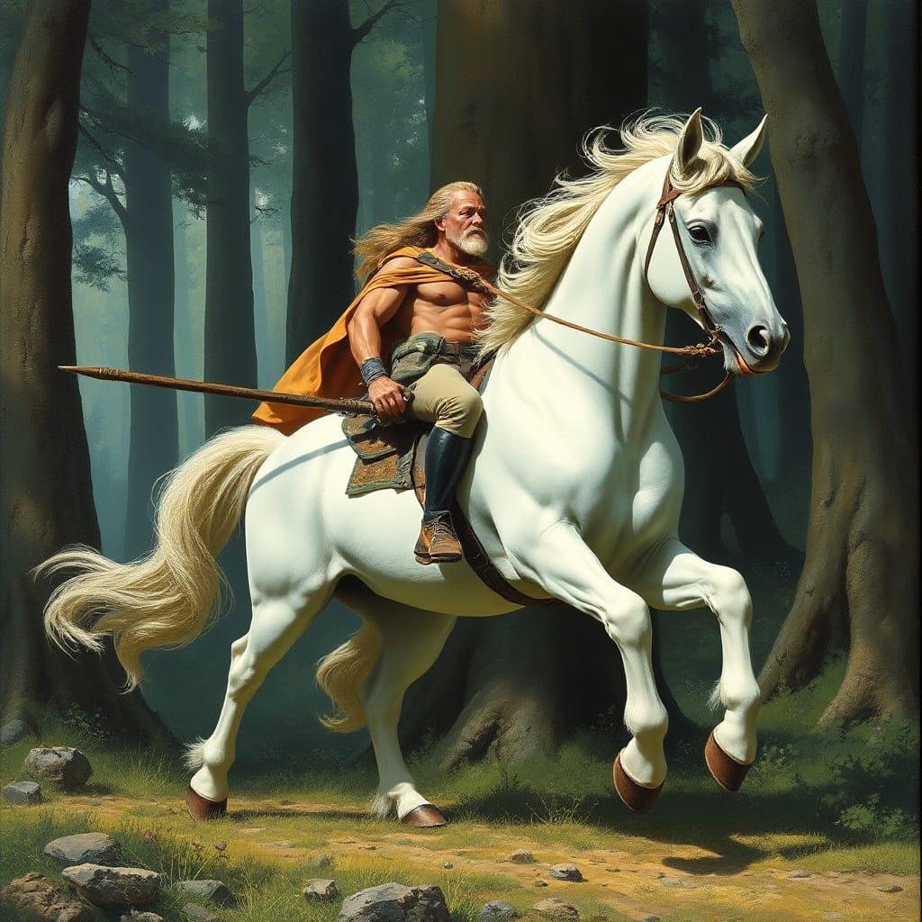 Centaur in Mystic Forest, Fantasy Art