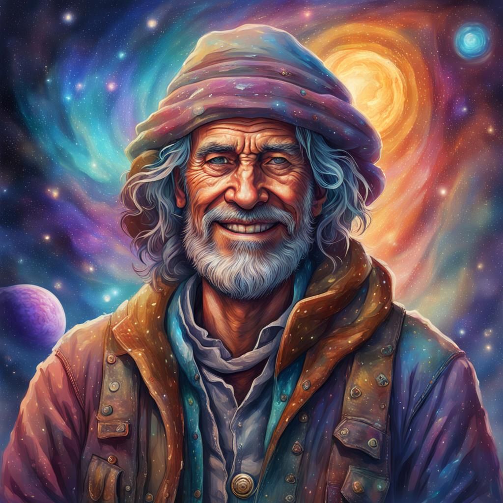Cosmic Adventurer with Piercing Eyes