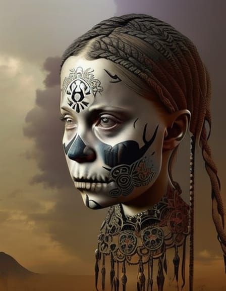 Greta Thunberg Día de los Muertos Digital Art